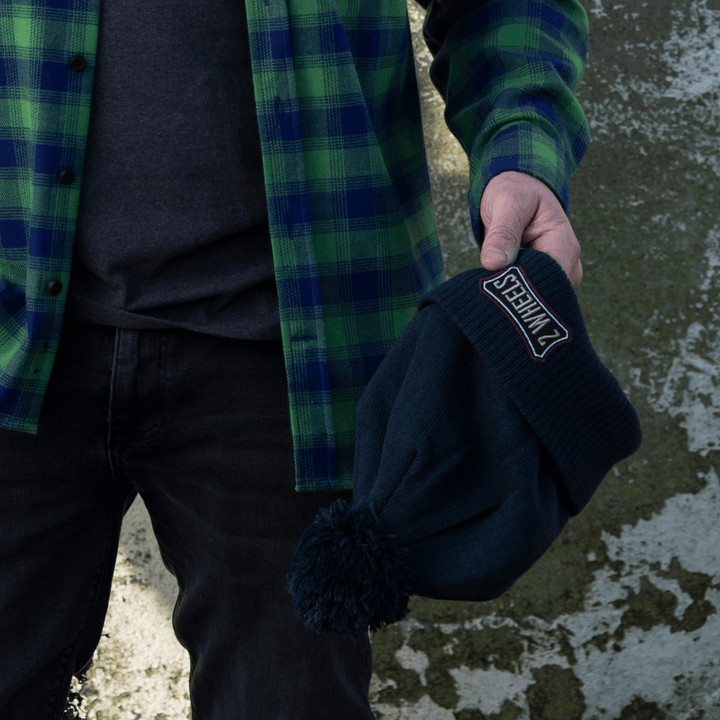 Red Torpedo 'Two Wheels' Navy Blue Bobble Hat - Red Torpedo