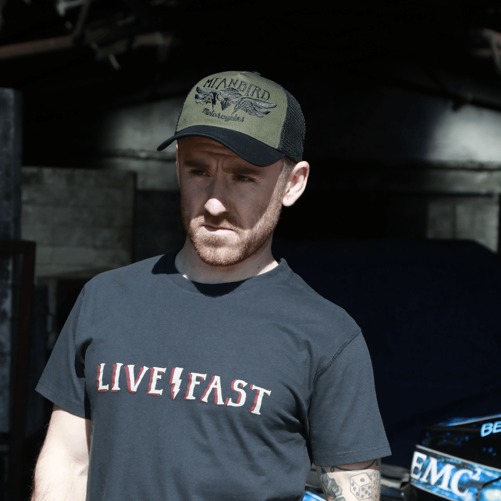 Mean Bird Motorcycles 'Live Fast' Trucker Cap - Red Torpedo