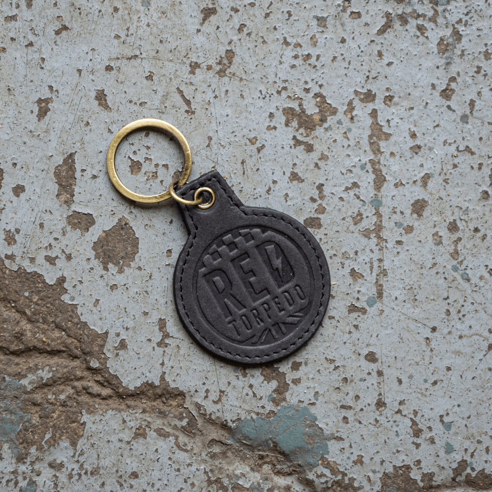 Red Torpedo Logo Black Leather Keyring - Red Torpedo