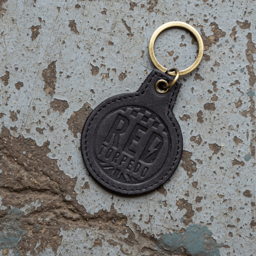 Red Torpedo Logo Black Leather Keyring - Red Torpedo