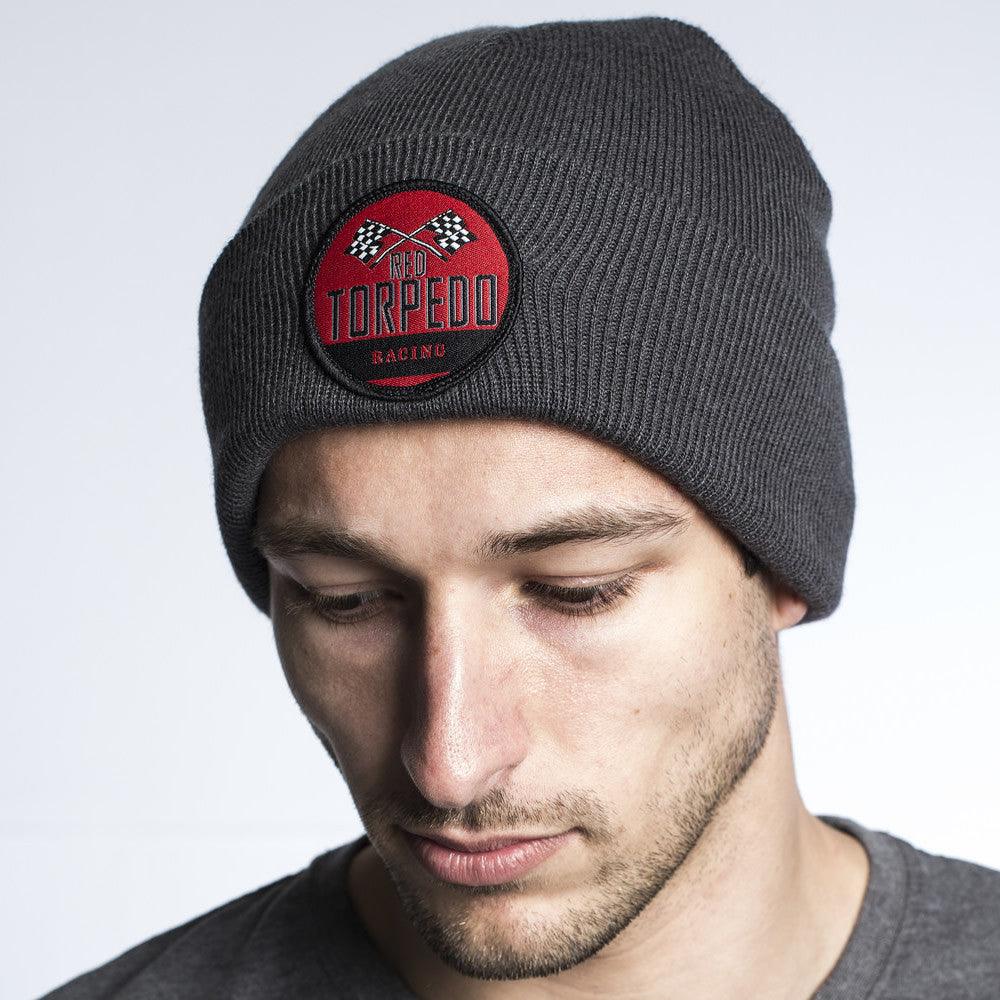 Retro Racing Graphite Beanie - Red Torpedo