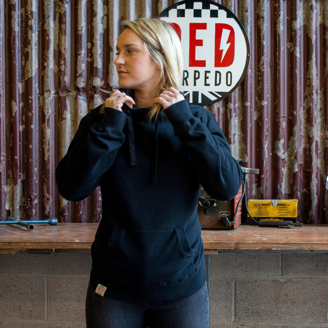Red Torpedo Guy Martin Spannerrap Black (Ladies) Hoodie - Red Torpedo