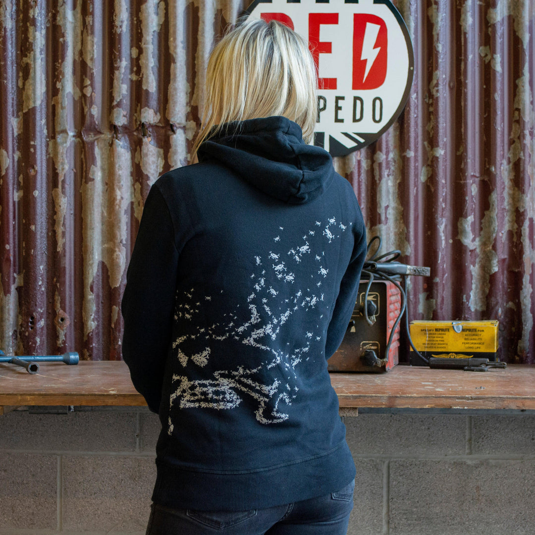 Red Torpedo Guy Martin Spannerrap Black (Ladies) Hoodie - Red Torpedo