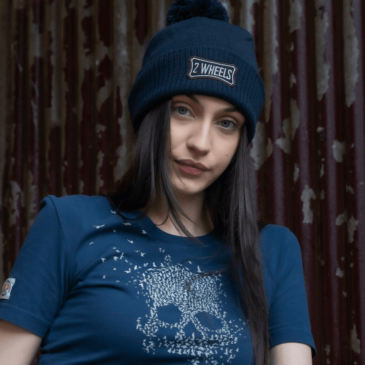 Red Torpedo 'Two Wheels' Navy Blue Bobble Hat - Red Torpedo