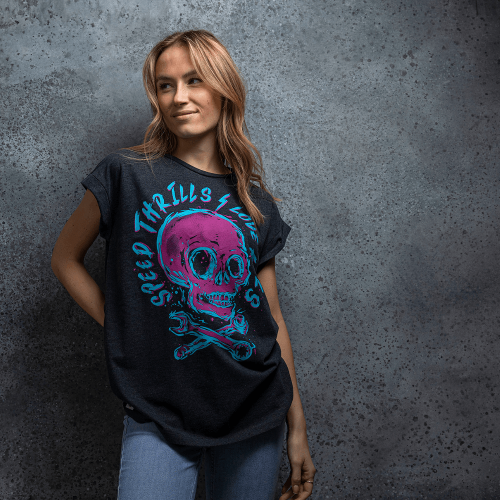 Speed Skull (Ladies) Baggy T-Shirt - Red Torpedo