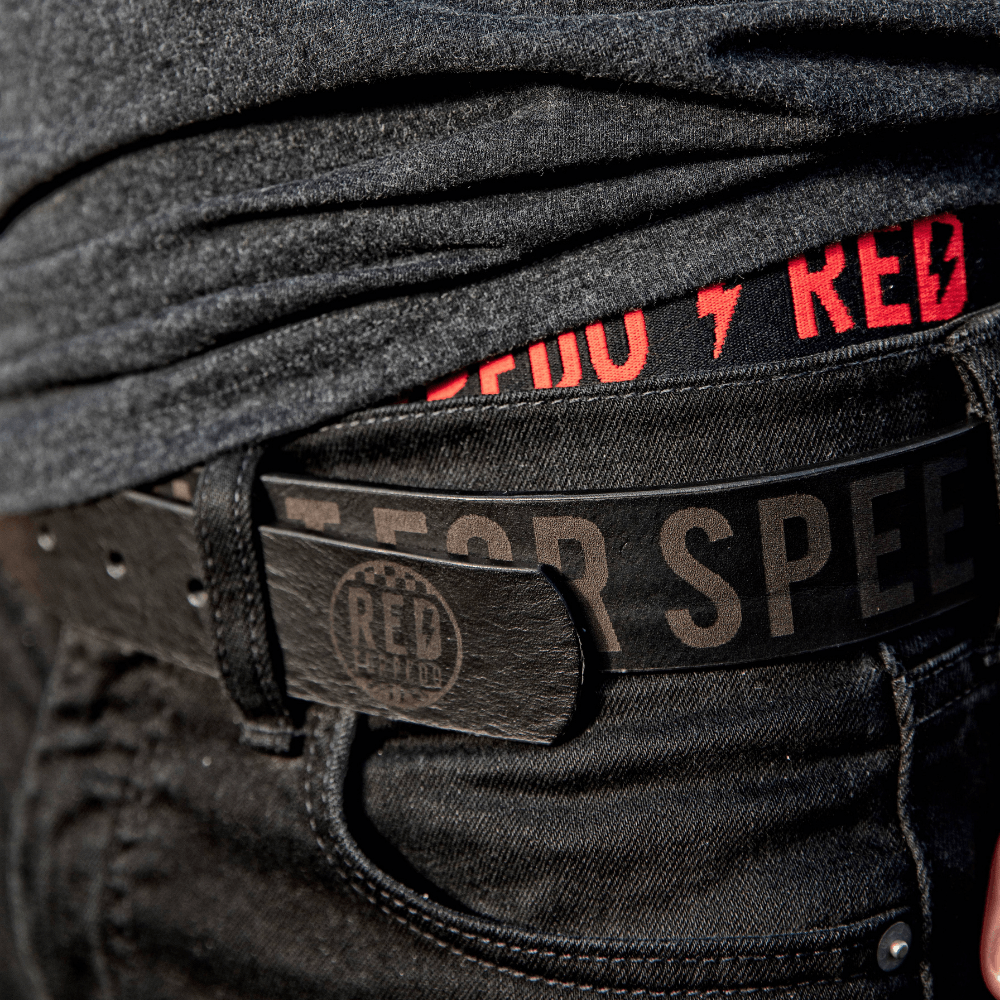 Red Torpedo Black Leather Belt - Red Torpedo