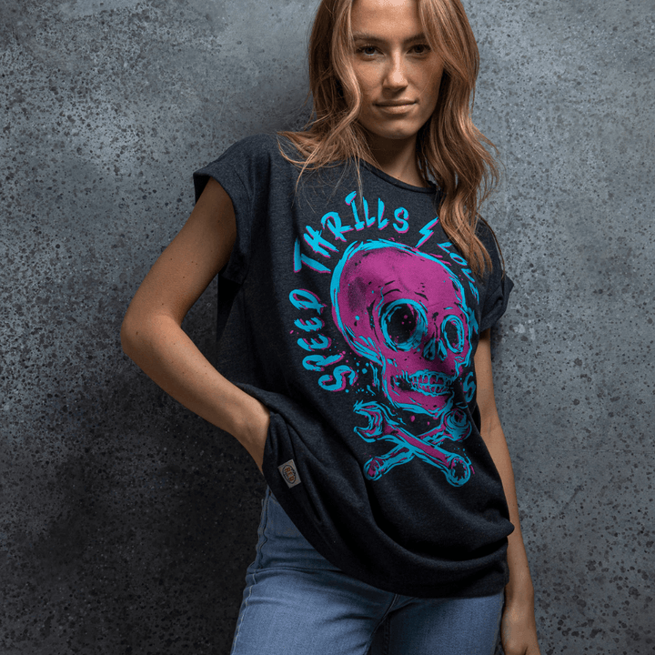 Speed Skull (Ladies) Baggy T-Shirt - Red Torpedo