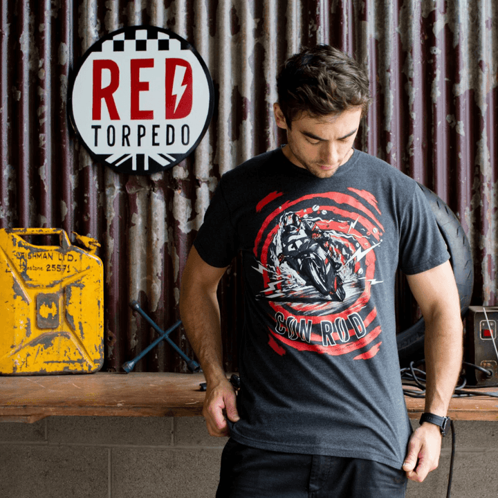 Red Torpedo Conor Cummins Caffiend (Mens) Anthracite T-Shirt - Red Torpedo