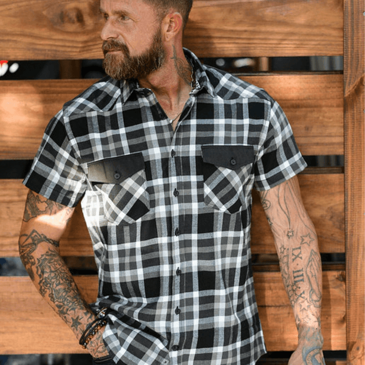 Ton Up Clothing Mens Short Sleeve Black/White Check Shirt - Ton Up Clothing