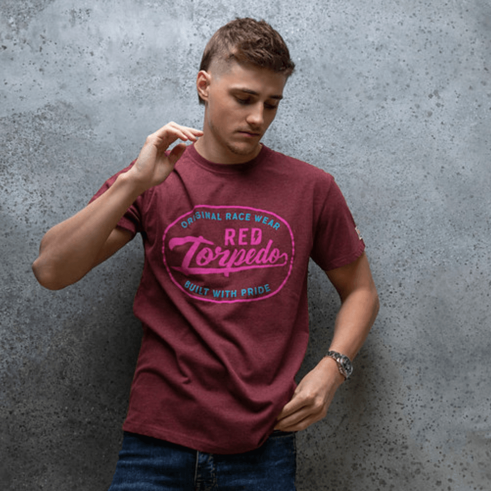 Red Torpedo Built with Pride (Mens) T-Shirt - Red Torpedo