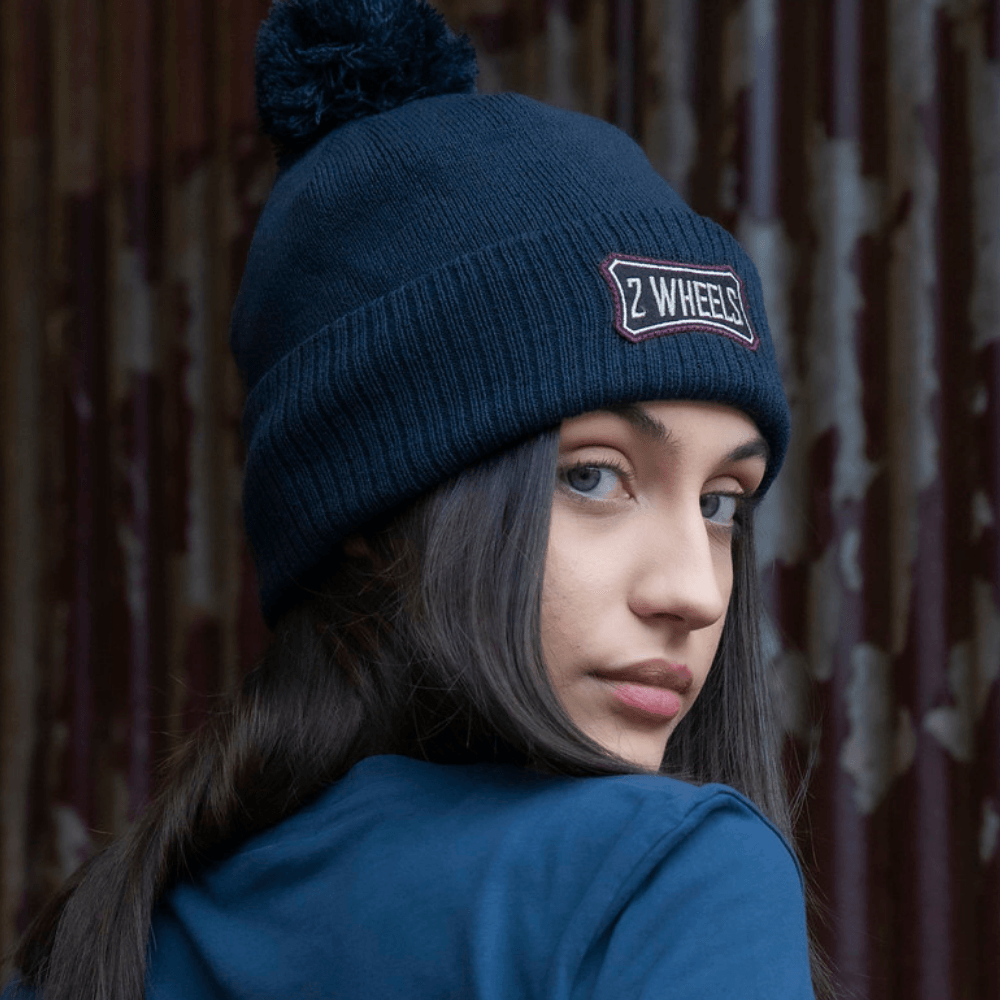 Red Torpedo 'Two Wheels' Navy Blue Bobble Hat - Red Torpedo