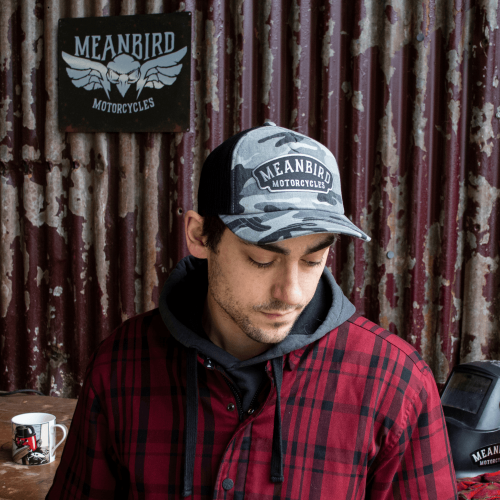 Mean Bird Motorcycles Plate Camo Cap - Red Torpedo