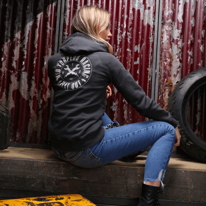 Red Torpedo RT Racing (Womens) Black Hoodie - Red Torpedo