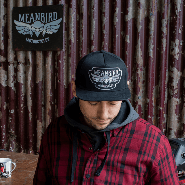 Mean Bird Motorcycles Logo Black Cap - Red Torpedo