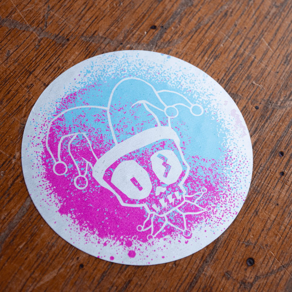 Lee Johnston 'Spray Jester' Black/Aluminium Sticker - Red Torpedo