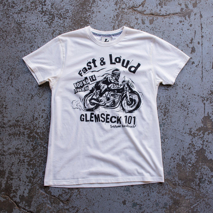 TUC Glemseck Fast & Loud (Mens) T-Shirt Vintage White - Red Torpedo