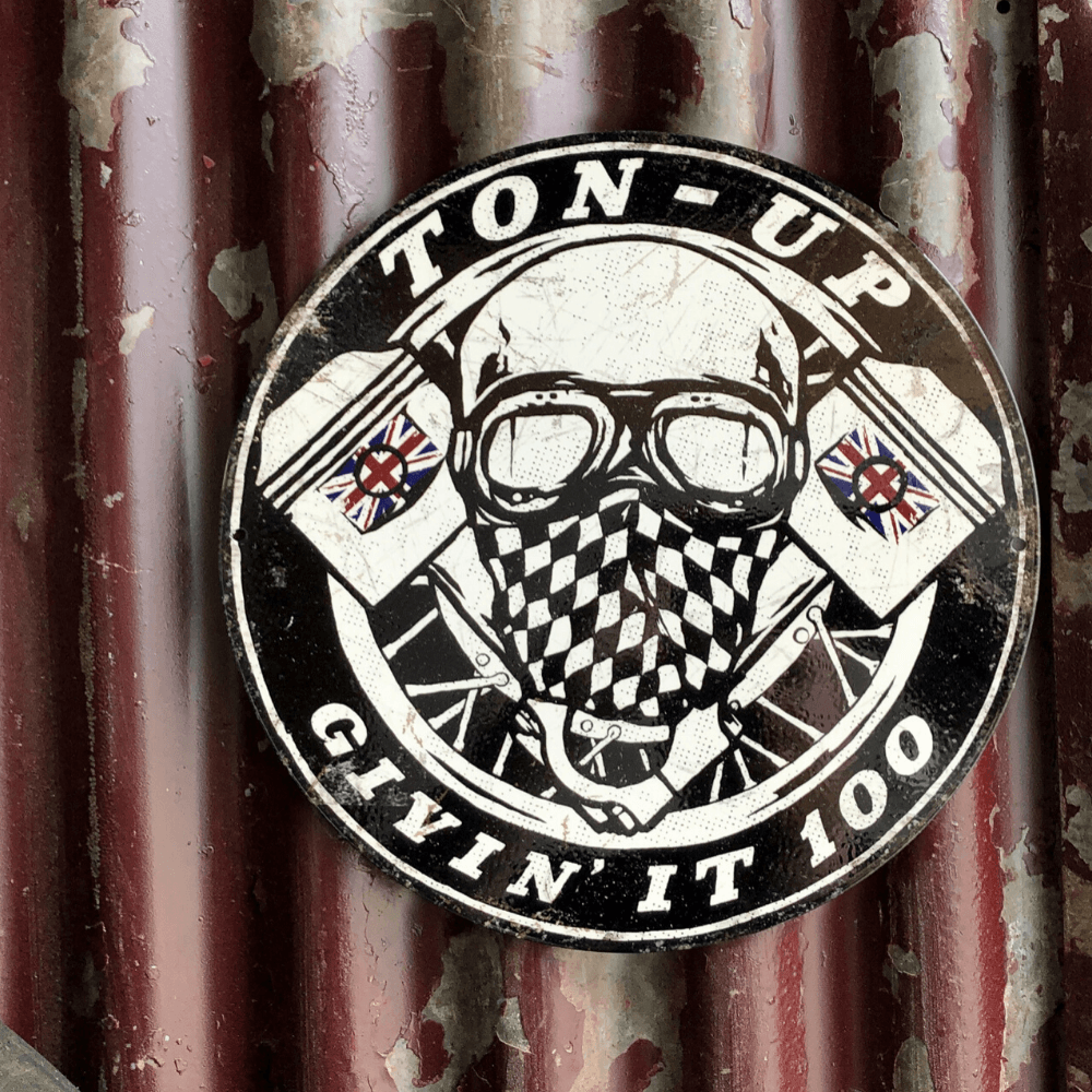 Ton Up GI100 Round Garage Plate - Red Torpedo