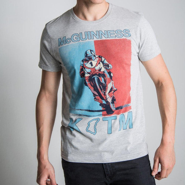 McGuinness Hero (Mens) Grey Marl T-Shirt - Red Torpedo