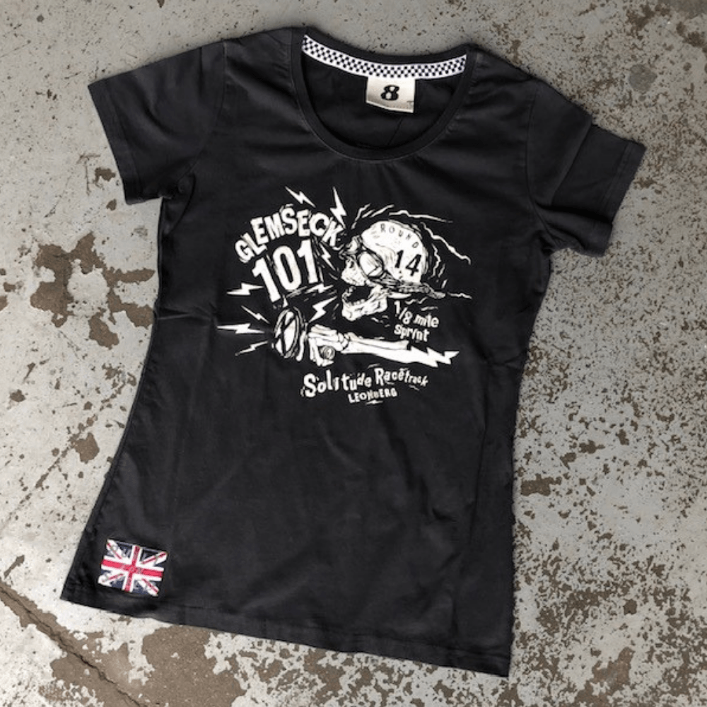 Glemseck Bone Shaker (Ladies) Pirate Black T-Shirt - Red Torpedo