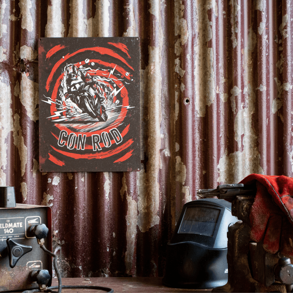 Red Torpedo Conor Cummins Caffiend Metal Garage Plate - Red Torpedo