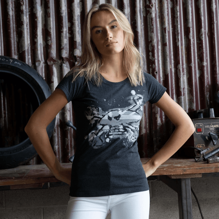 Red Torpedo Guy Martin Rough n Ready Blighty Edn (Womens) Anthracite T-Shirt - Red Torpedo