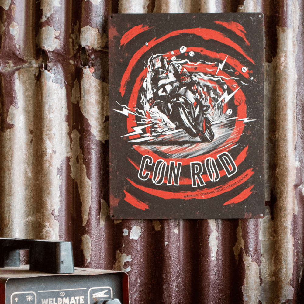 Red Torpedo Conor Cummins Caffiend Metal Garage Plate - Red Torpedo