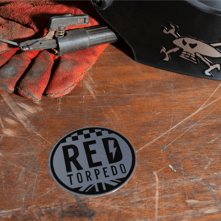 Red Torpedo Logo Aluminium/Black Vinyl Sticker - Red Torpedo