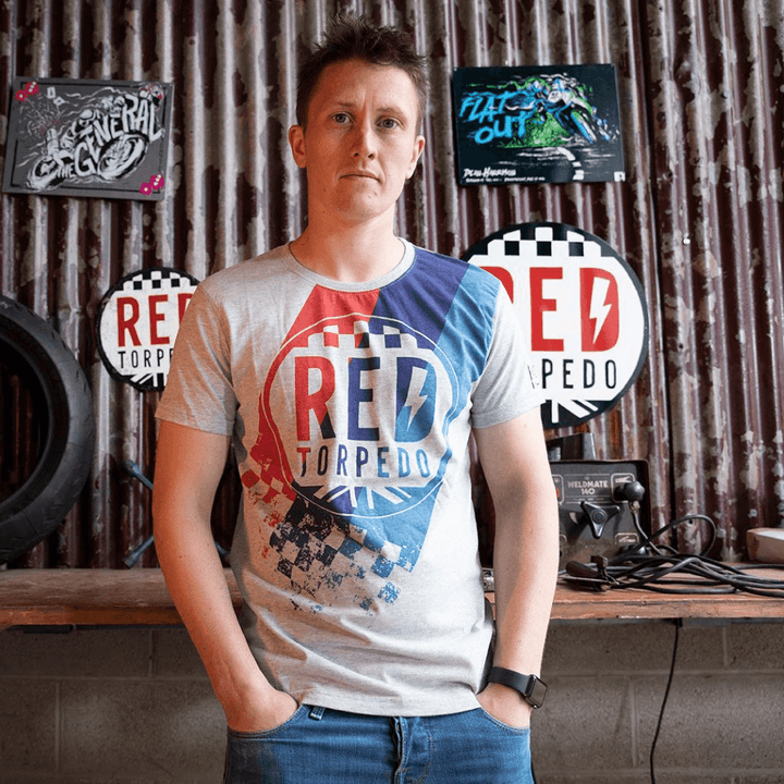 Red Torpedo Heritage 89 (Mens) Grey Marl T-Shirt - Red Torpedo