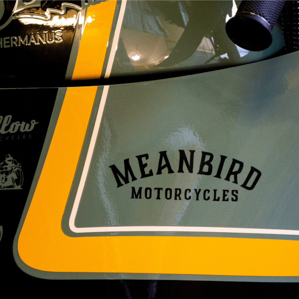 Mean Bird Motorcycles Black Cut Vinyl Sticker - Red Torpedo