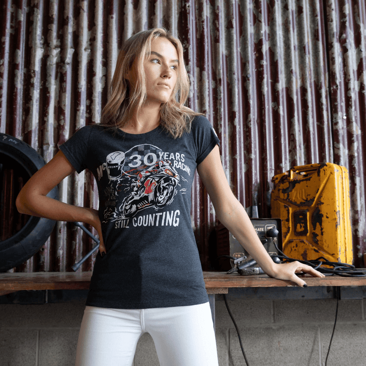 Red Torpedo John McGuinness 30yrs (Womens) Anthracite T-Shirt - Red Torpedo