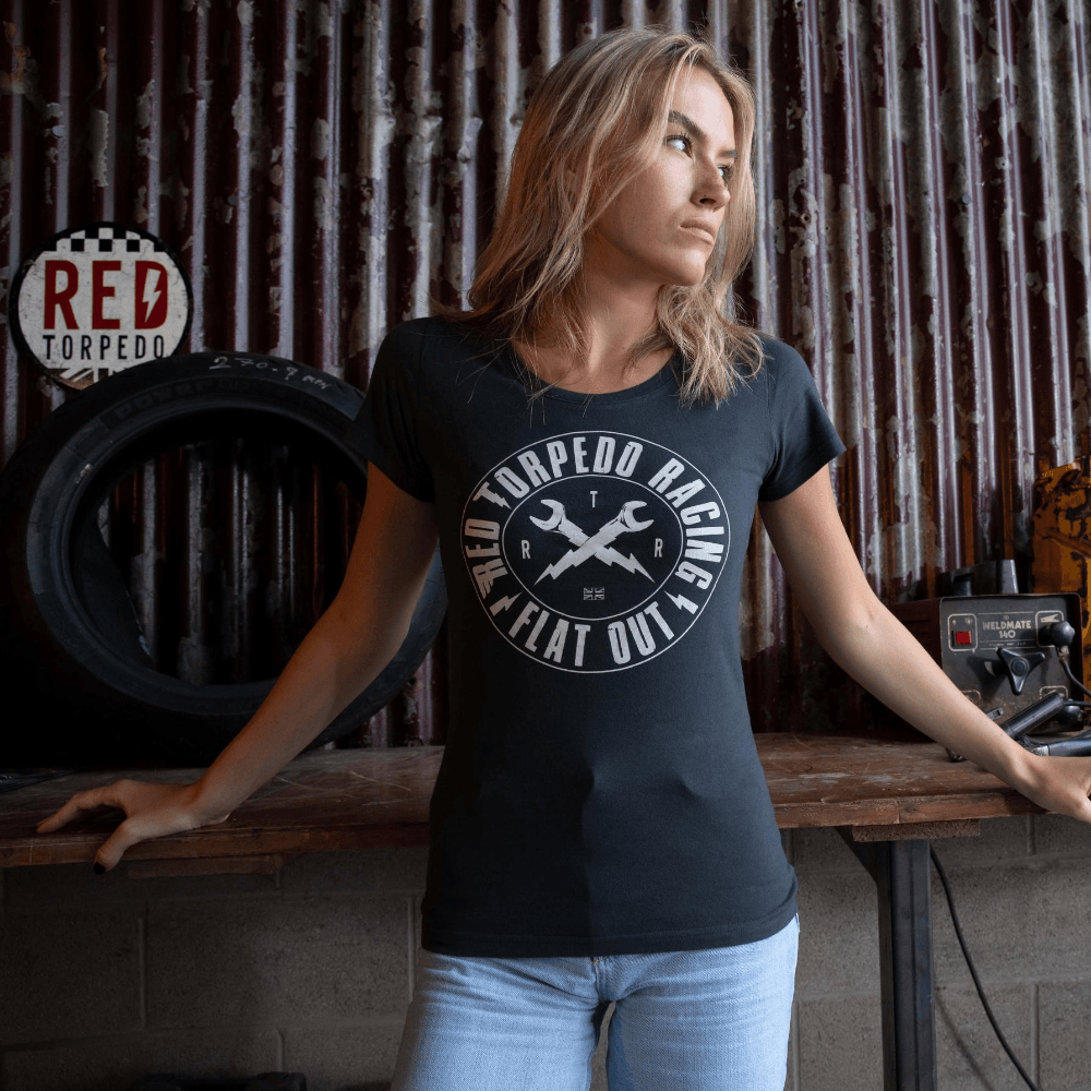 Red Torpedo RT Racing (Womens) Black T-Shirt - Red Torpedo