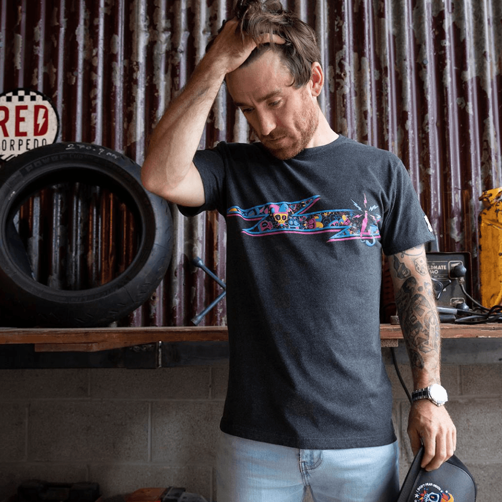 Red Torpedo Lee Johnston Livewire (Mens) Anthracite T-Shirt - Red Torpedo