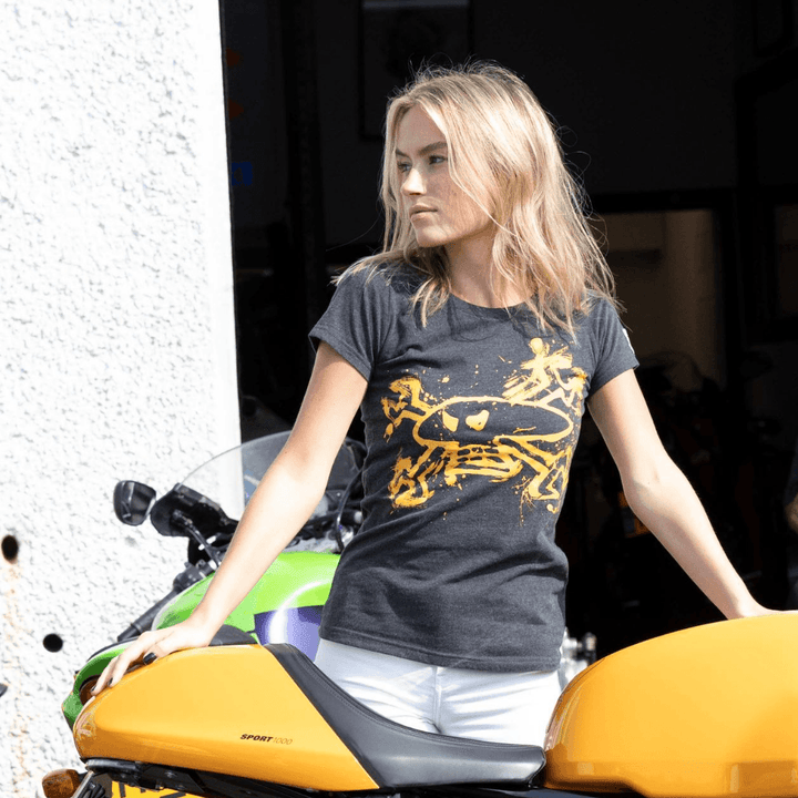 Red Torpedo Guy Martin Rough n Ready (Womens) Anthracite T-Shirt - Red Torpedo