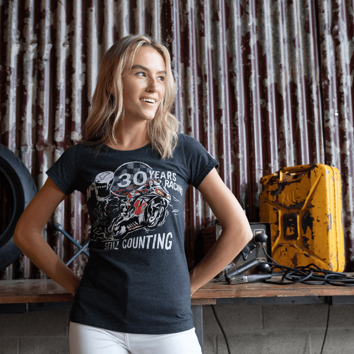 Red Torpedo John McGuinness 30yrs (Womens) Anthracite T-Shirt - Red Torpedo