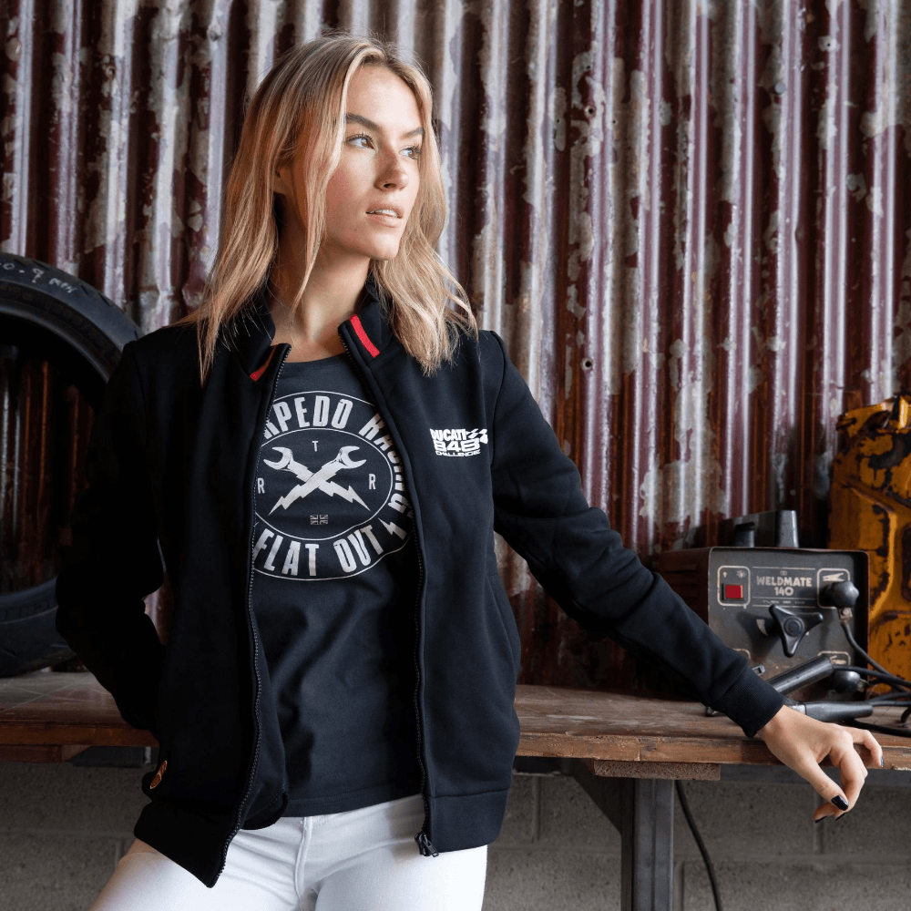 Ducati 848 (Ladies) Black Moto Jacket - Red Torpedo