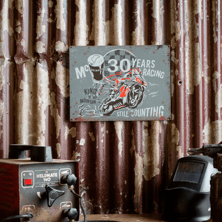 Red Torpedo John McGuinness 30 Years Metal Garage Plate - Red Torpedo