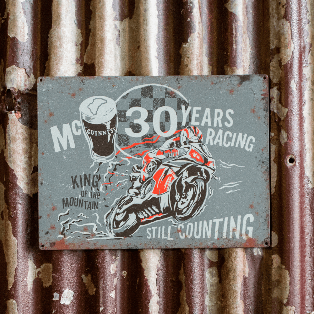 Red Torpedo John McGuinness 30 Years Metal Garage Plate - Red Torpedo