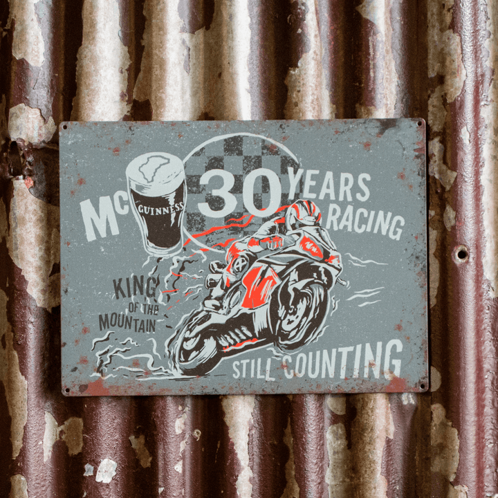 Red Torpedo John McGuinness 30 Years Metal Garage Plate - Red Torpedo