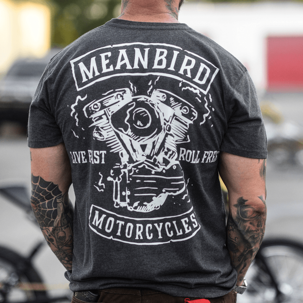 Mean Bird Motorcycles Mean Machine Mens T-Shirt - Red Torpedo