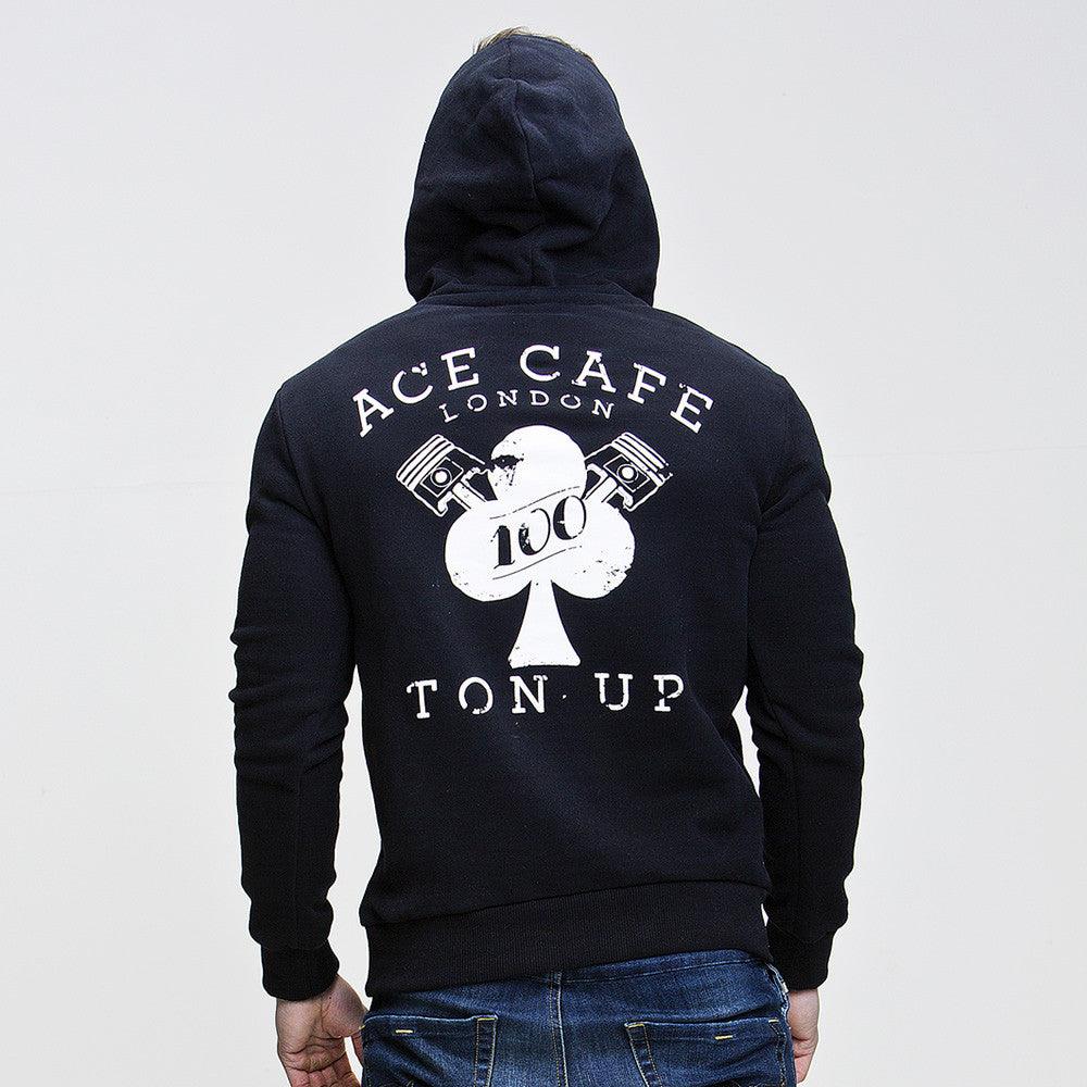 Red Torpedo Ace Cafe Ton Up (Mens) Black Hoodie - Red Torpedo